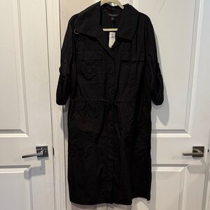 Banana Republic black trench style Shirt Dress Xl NWT